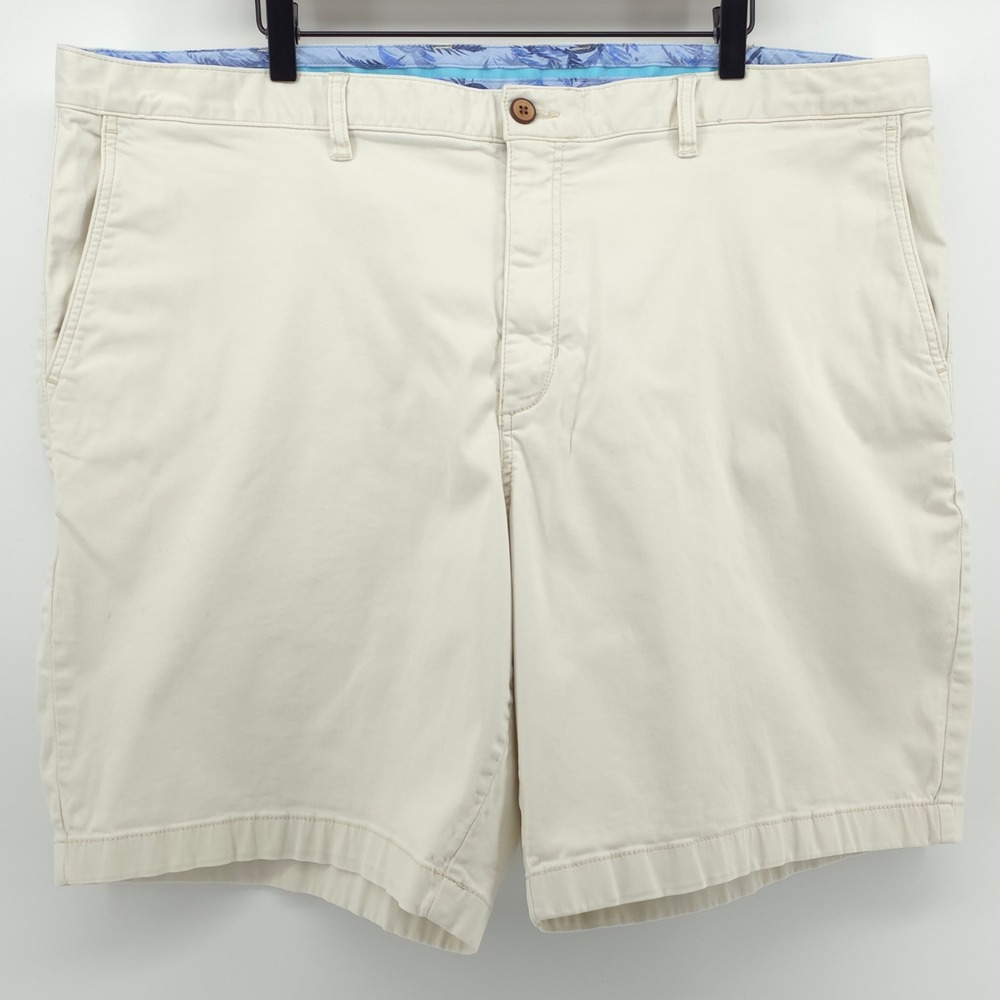 Tommy Bahama Boracay Mens Chino Shorts 44RG Cream Khaki Cotton Tencel Stretch